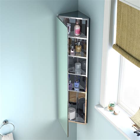 Corner Mirrored Stainless Steel Bathroom Cabinet Mirror Organiser Rack Stylish Möbel And Wohnen