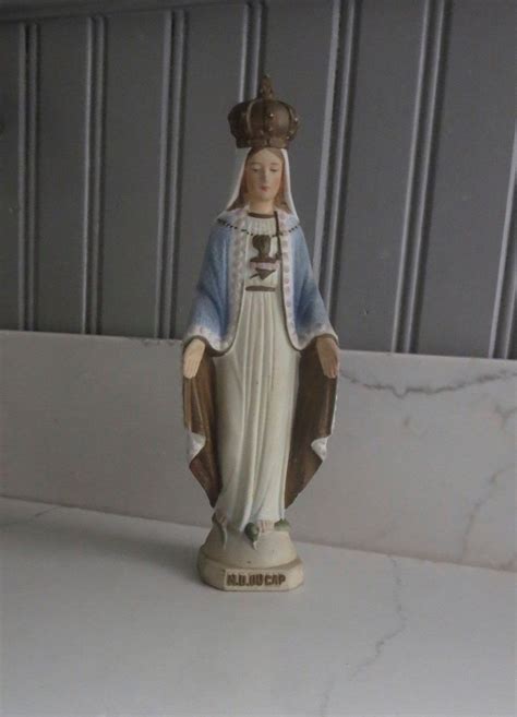 vintage ceramic blessed virgin mary with crown notre dame du etsy blessed virgin mary