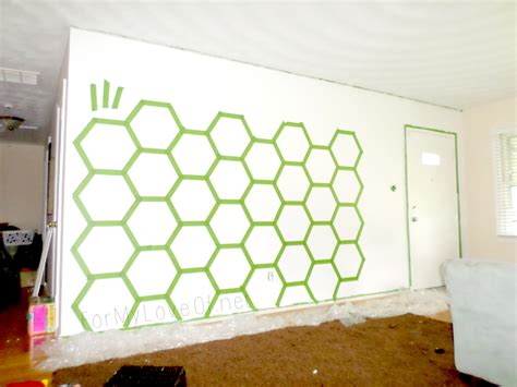 There were a few places where the paint didn't exactly look awesome. Remodelaholic | DIY Ombre Painted Hexagon Accent Wall