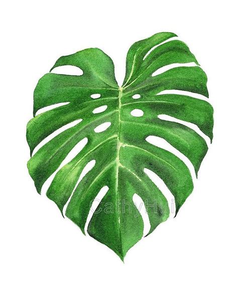 Hello and welcome to my store! Set of 2 tropical green leaf print of watercolour ...
