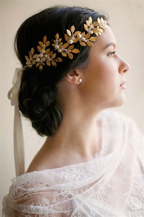 Grecian Inspired Boho Leaves Bridal Hair Halo Bridal Headpiece