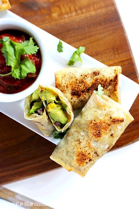 If you'd like to bake the egg rolls instead of frying then, spray the egg rolls with canola oil spray before baking. Baked Avocado Egg Rolls - Chelsey Amer