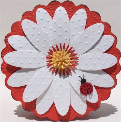 D Large Daisy And Lady Bug Card All Occasion Card Birthday