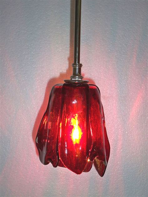 Fused Glass “tulip” Pendant Light Designer Glass Mosaics