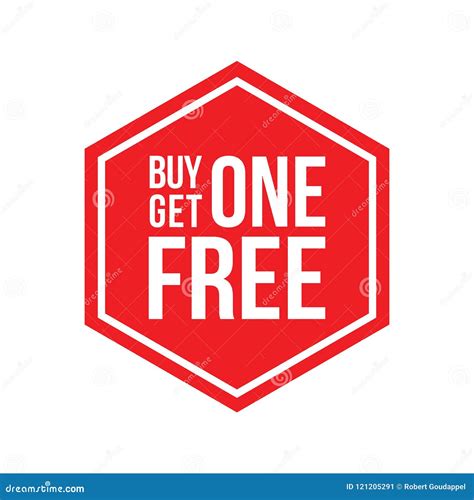 Buy One Get One Free Sign Hexagon Cartoon Vector