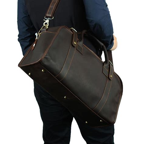 Cool Vintage Leather Mens Overnight Bag Weekender Bags Travel Bag Duff
