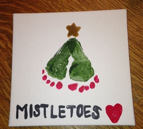 Christmas Footprints Mistletoes Footprint Craft Mistletoe Craft