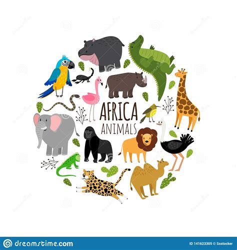 Cartoon African Animals Printable Banner Stock Vector