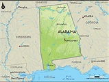 Detailed Clear Large Road Map of Alabama Topography and Physical ...