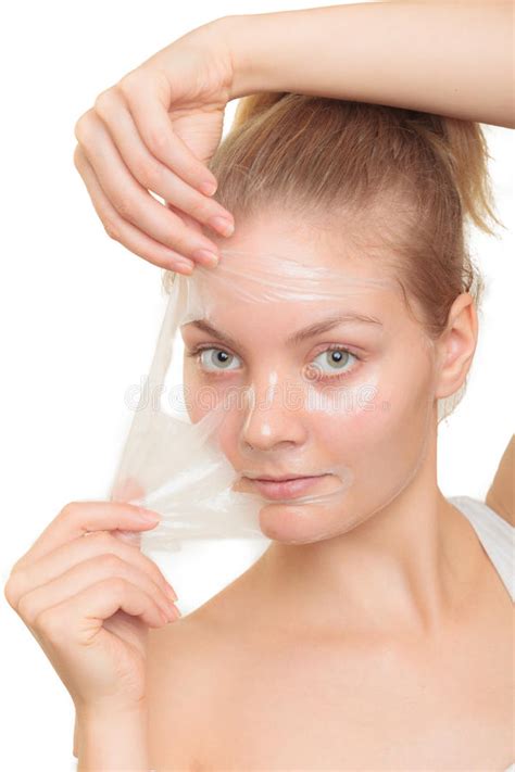 girl removing facial peel off mask stock image image of peeling body 57463025