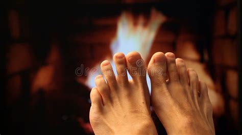 Naked Legs Are Heated By A Fireplace Stock Video Video Of Fireside Burn
