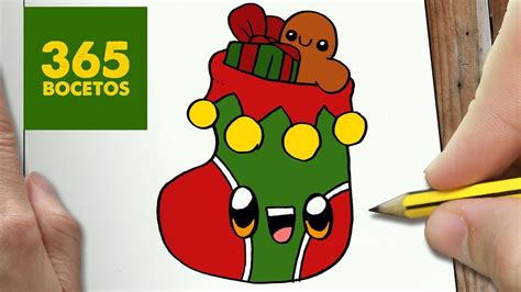 Como Dibujar Un Calcetin Para Navidad Paso A Paso Dibujos Kawaii