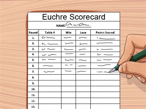 Printable Euchre Score Cards For 8 Players Printable Card Free