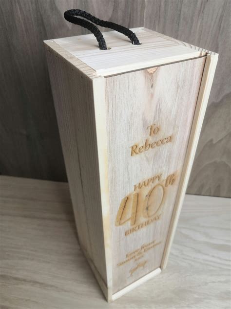 Birthday Gift Personalised Wooden Wine Box Esjay London