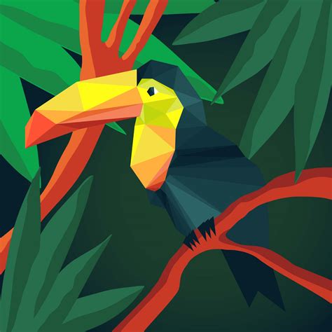 Origami Animals Toucan Tropical Style Illustration Vector 213880 Vector