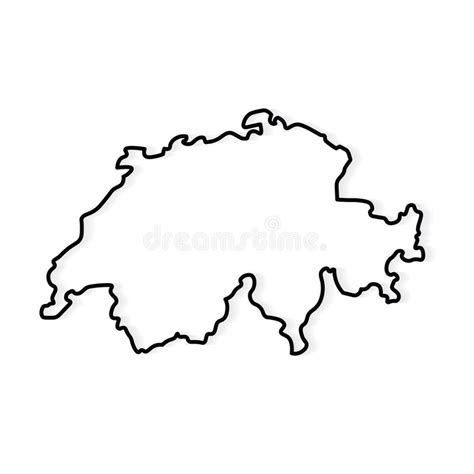 Esquema Negro Del Mapa De Suiza Ilustración del Vector Ilustración de