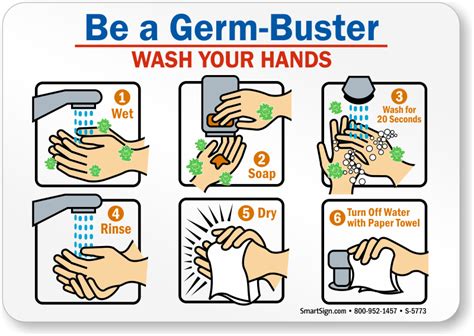 Be A Germ Buster Wash Your Hands Sign Sku S 5773