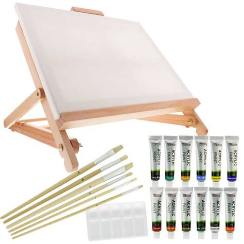 Us Art Supply 21 Piece Acrylic Painting Set With Table Easel Canvas