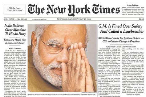 World Newspaper Front Pages When Narendra Modi Won In 2014 News18