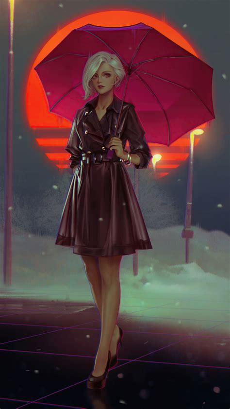 1080x1920 Cold Sunset Girl With Umbrella Iphone 76s6 Plus Pixel Xl