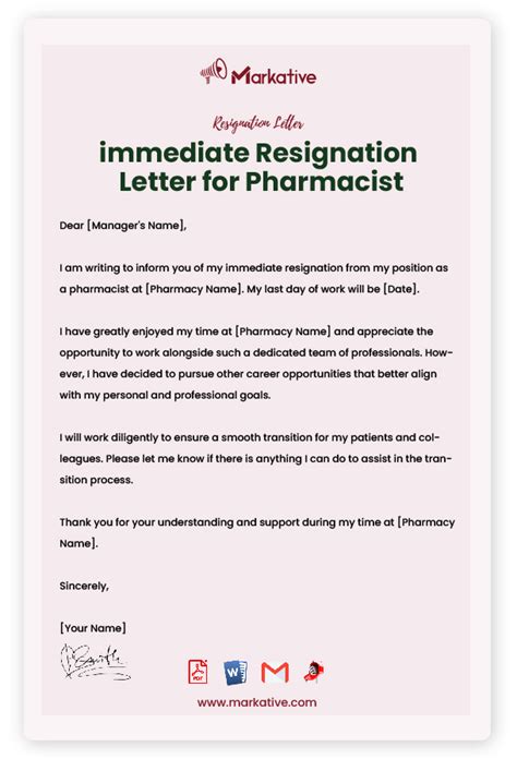 How To Write Best Resignation Letter For Pharmacist 5 Templates