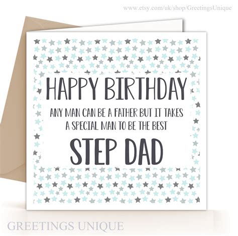 Step Dad Birthday Card Step Father Birthday Card Fun Etsy