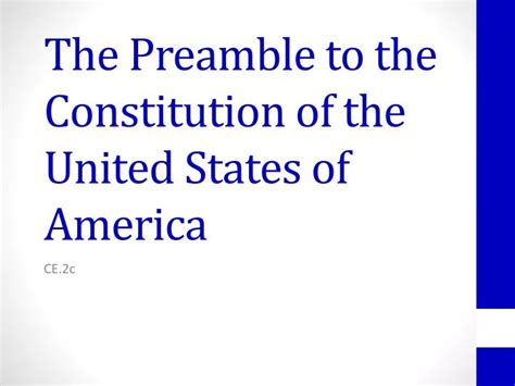Ppt The Preamble To The Constitution Of The United States Of America