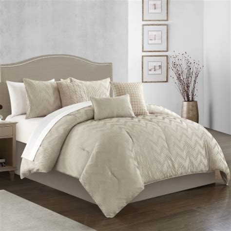 Natalia 6 Piece Comforter Set Plush Ribbed Chevron Design Bedding