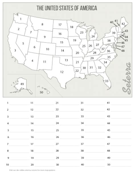 Midwest States Map Game Printable Map