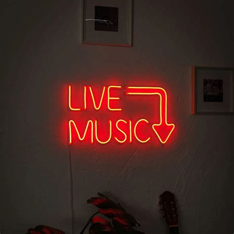 Live Music Neon Sign Neon Sign Neon Led Home Decor Music Etsy