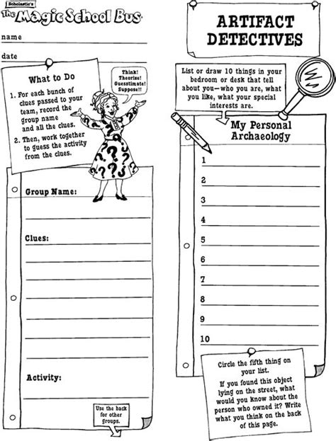 Artifact Detectives Printable Activity Sheet Classic Kids Books