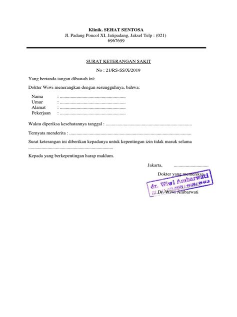 Download Surat Keterangan Sehat Dokter Dan Stempel Pdf Homecare24