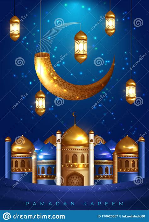 Ramadan Design Mosque And Lantern. Background With Mosques Suitable ...