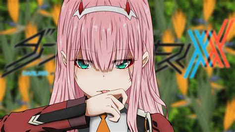 Darling In The Franxx Green Eyes Zero Two With Background Of Shallow