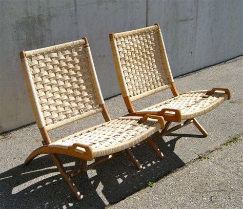 A Pair Of Danish Rope Chairs In The Style Of Hans Wegner Etsy Rope