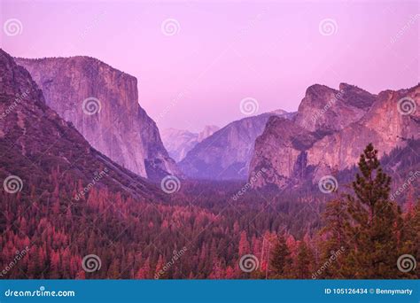 Yosemite Pink Sunset Stock Photo Image Of Capitan Granite 105126434