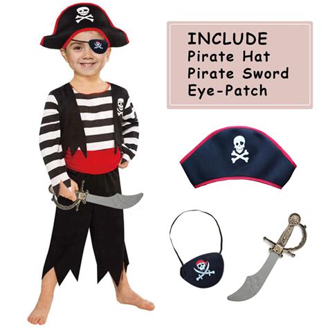 Spunicos Childrens Pirate Costume With Pirate Hateyepatchpirate