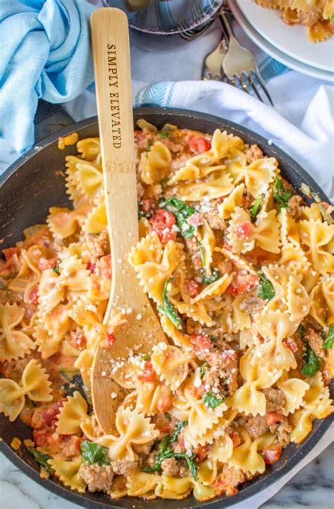 We used to buy sweet italian sausage. Sweet and Spicy Sausage and Farfalle is a 20 minute dinner recipe that I grew up… | Italian ...