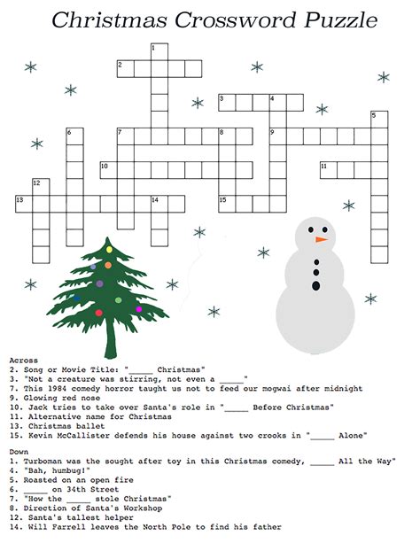 Free Holiday Crossword Puzzles Printable Printable World Holiday