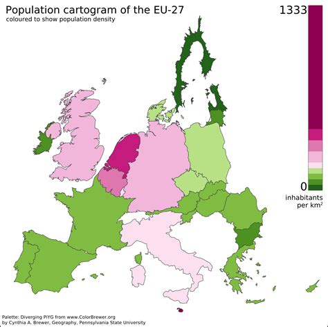 Europe By Population Size And Density Cartogram Infographic Map Map