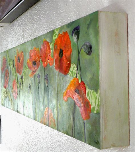 Art For Life Spring Poppies Original Mixed Media Painting Of Poppies