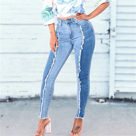 betikama high street pencil pants jeans woman for elastic denim patchwork skinny jean femme big