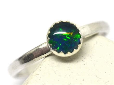 5mm Opal Ring Australian Blue Green Opal Triplet Ring