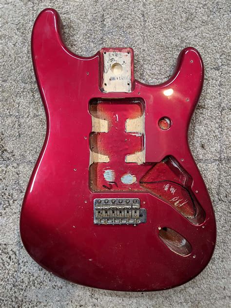 90s Fender Strat Body Red Finish Mim Mexico Gold Rush Reverb