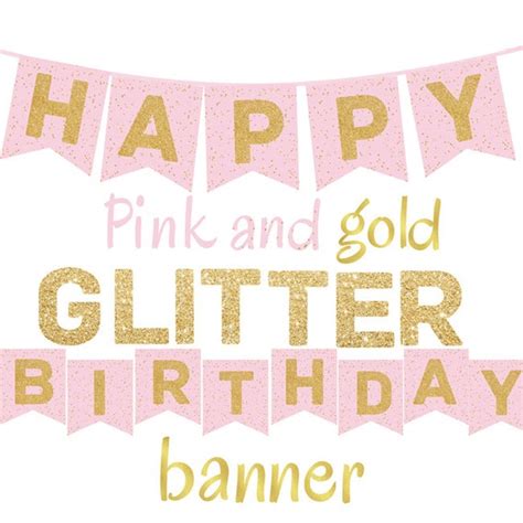Pink And Gold Glitter Banner Banners And Signs Paper And Party Supplies