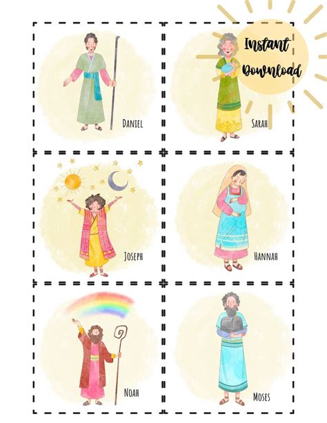 Bible Character Cards Old Testament Characters Instant Etsy Bible