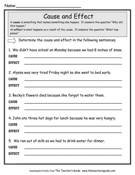 Cause And Effect Worksheet 1st Grade