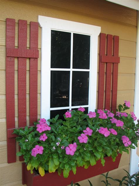 Faux Window On Shed With Vincas In Flower Box Shed Makeover Shed