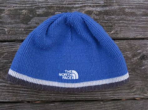 The North Face Keen Blue Beanie Hat With Graywhite Trim Youth One Size