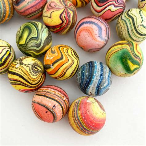8 Marbled Clay Marbles Hand Made By Laura Berretti Italy Set Etsy